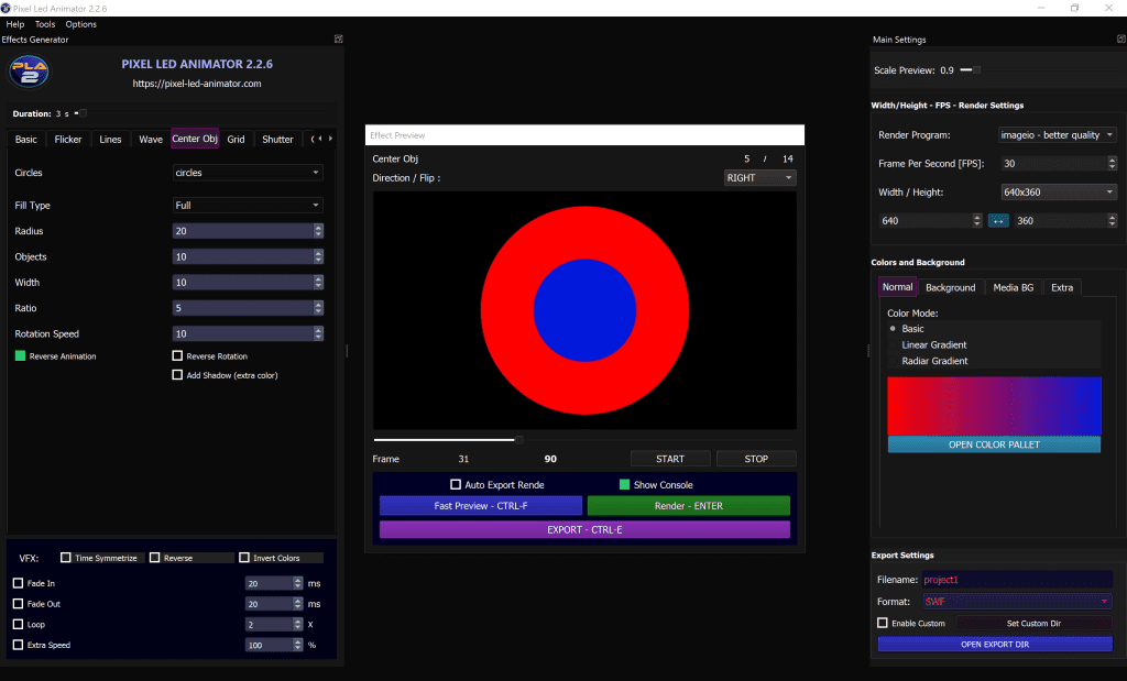 Pixel led Animator Circle Effects Generator